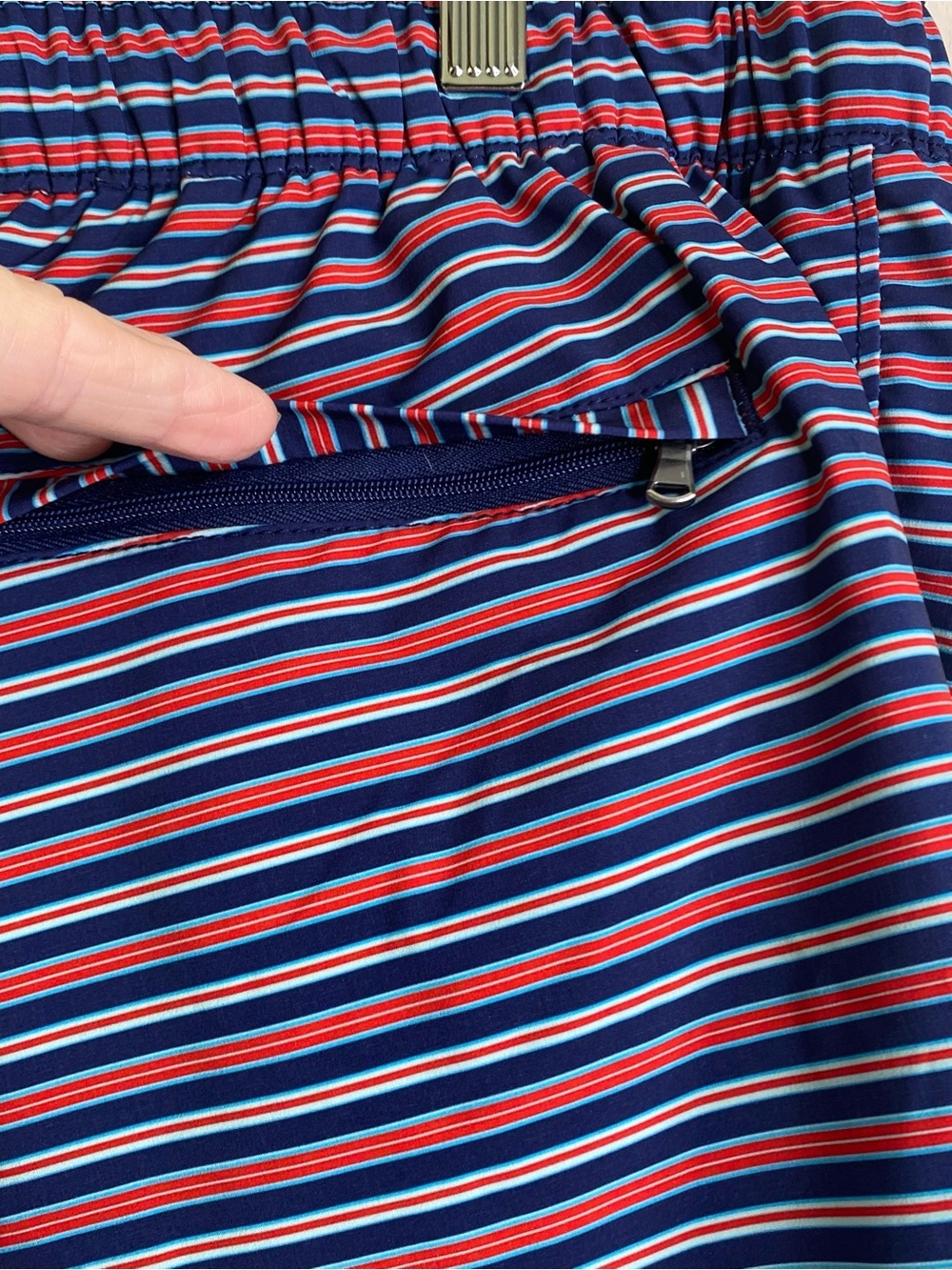 Lands End Men’s Striped Swim Shorts Red White Blue Lined 7” Inseam XL (40-42) - Picture 6 of 11